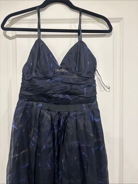 Celine Elegant Navy Blue Evening Dress with V-Neck